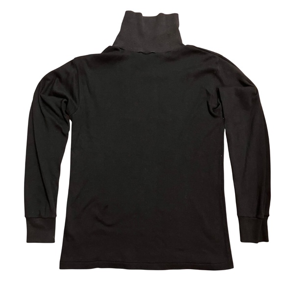 Vintage Women's Black Gray Turtle Neck Long Sleeve Shirt Med Cowgirl Boot Patch - Picture 3 of 8